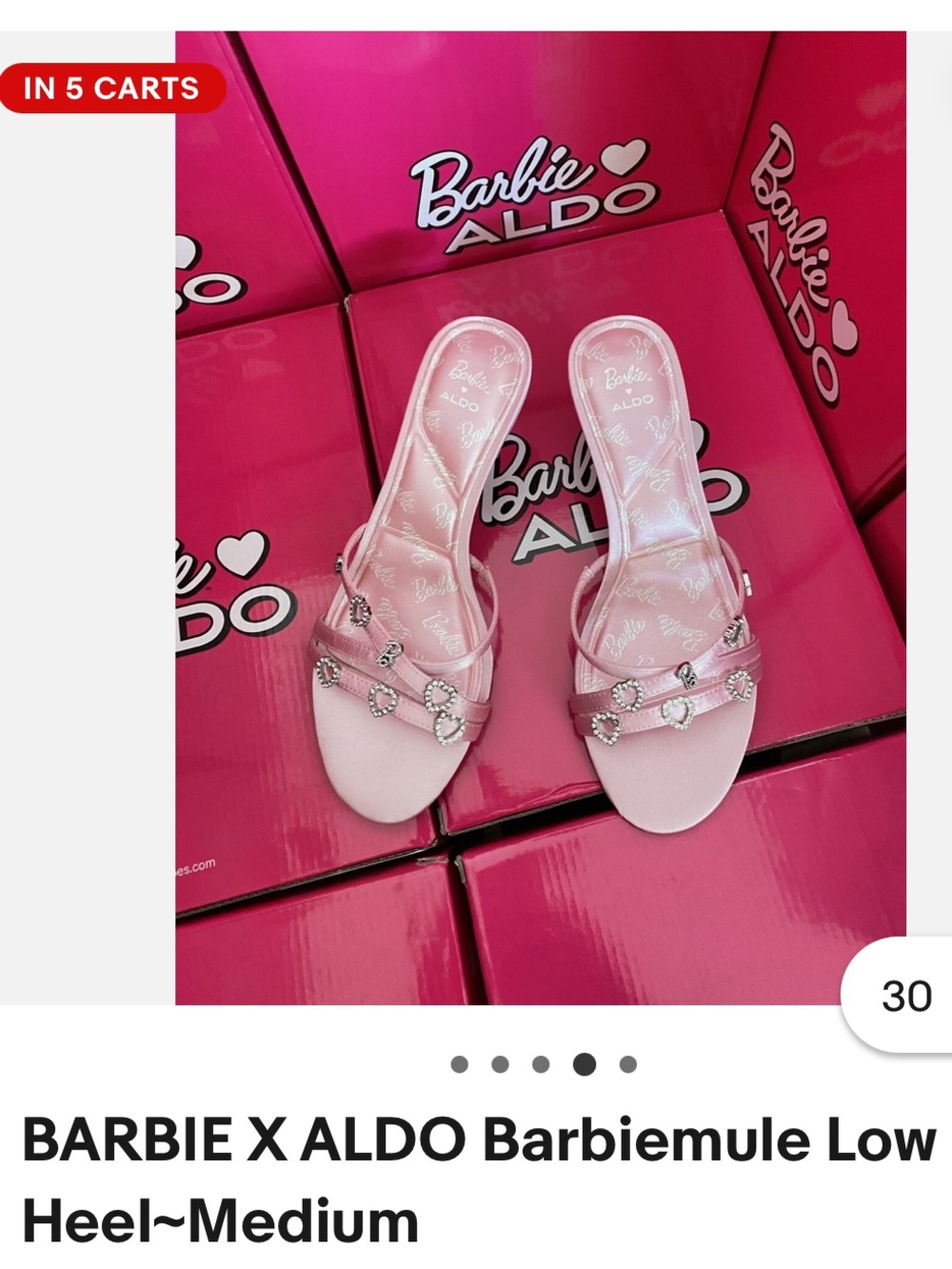 ALDO Barbie Pink Crystal Heart Strap Mules